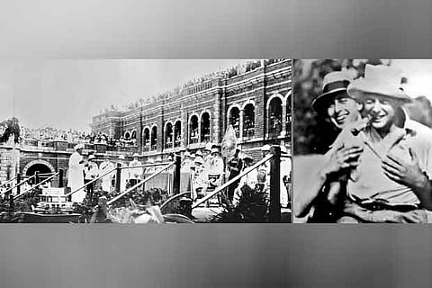 Public reception for the Prince in Madras; (right) Prince with young Lord Mountbatten