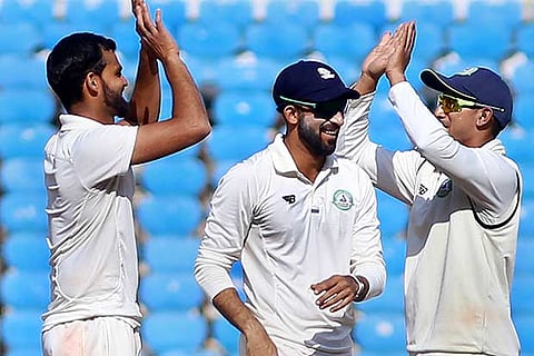 Vidarbha players celebrate their win over Uttarakhand