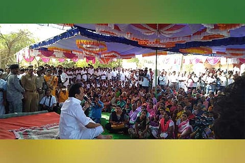 DMK president MK Stalin addressing a Grama Sabha meeting organised by the party in Salem on Wednesday