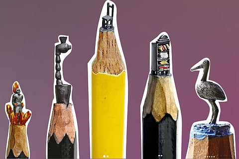 Pencil sculptures created by Kailash Babu