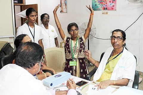 A student takes test at the MBBS special category counselling held on Monday