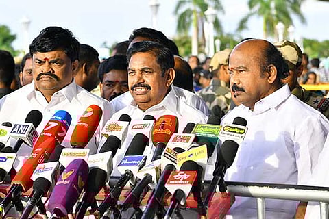 Chief Minister Edappadi K Palaniswami addressing reporters in Madurai on Thursday