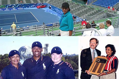 Snapshots of Revathy Sudhakar during her career as a tennis umpire