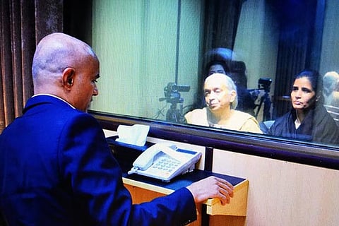 Kulbushan Jadhav meeting his wife and mother in a Pakistani prison in December 2017