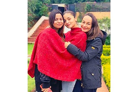 Actress Alia Bhatt with mother Soni Razdan and sister Shaheen Bhatt. File photo: Instagram