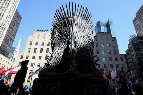 Large replica of the iron throne at Radio City Music Hall in New York. File photo: Reuters