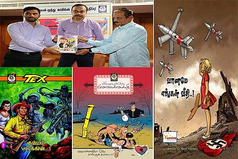 Vikram Vijayan, Vijayan, M Soundrapandian during a book launch event; Kutram Paarkin, translation of Tex