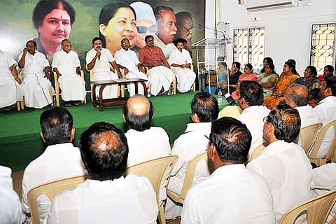 AMMK general secretary TTV Dhinakaran chairs the meeting, held in Chennai on Saturday