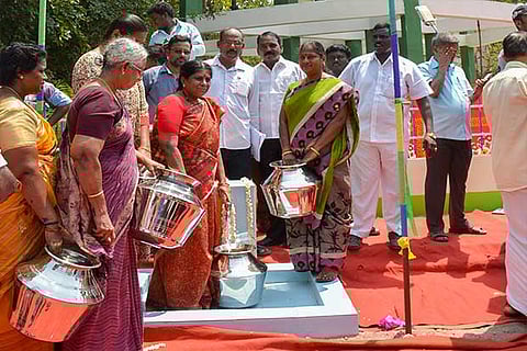 SP Velumani inaugurated a water tank in Chitlapakkam on Tuesday