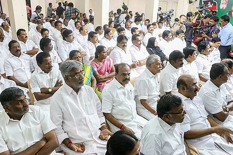 A section of AIADMK functionaries at the district secretaries meeting held in Chennai on Wednesday