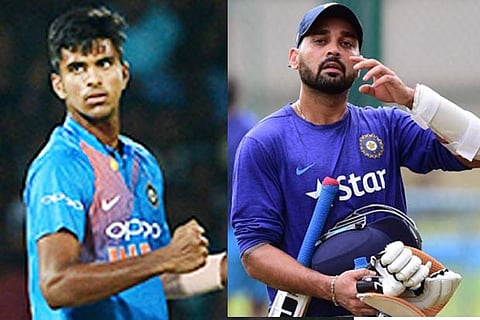 Washington (left) and Vijay shared a 139-run first wicket stand against Meghalaya