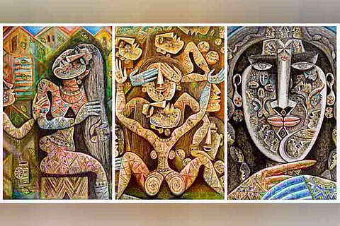 From the painting exhibition, Worlds Within His World