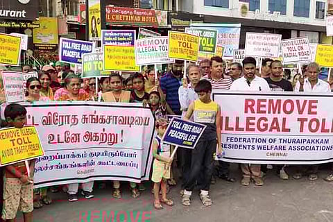 Residents staging protest against toll plaza