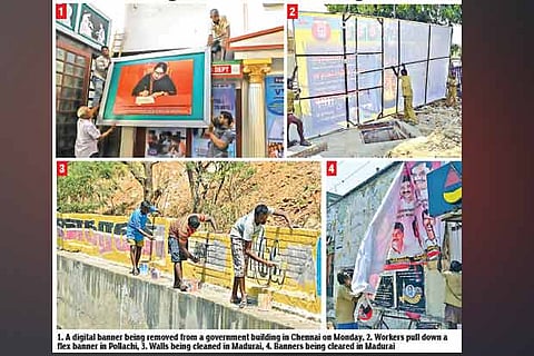 Officials enforce code in full force, remove political banners, posters