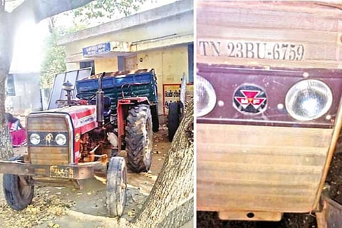 The originally seized tractor (inset) with registation number TN 23 BU 6759 was replaced early
