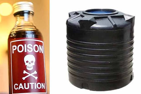 Man mixes pesticide in tank, held