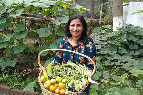 Kalpana Manivannan at her farm on ECR