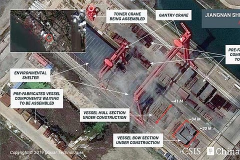 Satellite images show construction of China's third - and largest - aircraft carrier