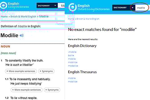 Image showing entry 'Modilie' is fake: Oxford Dictionaries