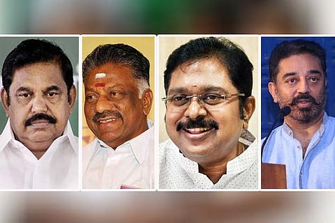 Edappadi K Palaniswami, Panneerselvam, Dhinakaran and Kamal