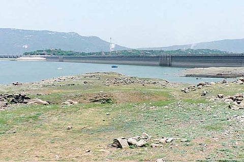 A view of the Stanley reservoir at Mettur with not so good storage
