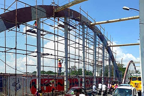 Work under way on Katpadi road overbridge