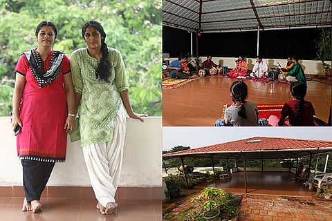 Revathi Jaikumar and Meera Krishnamurti; During a music concert held at Meera's terrace space in Besant Nagar