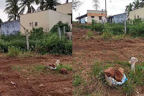 Sujith?s house at Nadukattupatti; even after the incident,a borewell in a nearby is covered with a plastic bag