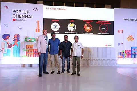 Satya Raghavan of YouTube India (L) with Tamil creators