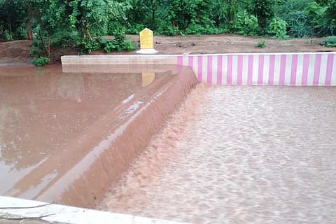 A check dam constructed atop the Jawadhu hills in Tiruvannamalai district