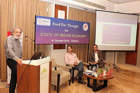 TT Srinivasaraghavan addresses an MCCI meet, on Friday