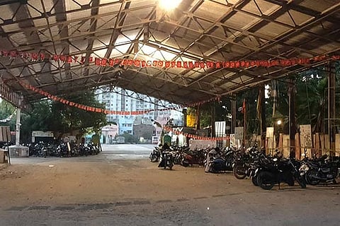 Due to the lack of a compound wall, private vehicles are encouraged to park their vehicles