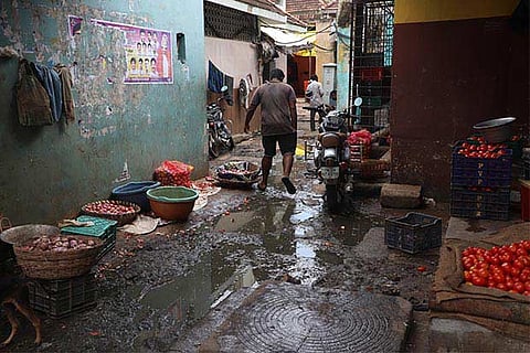 After the recent rain, the market has become worse with water stagnation and waste strewn around