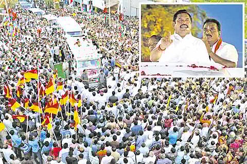 Chief Minister Edappadi K Palaniswami addressing people while campaigning for AIADMK candidate in Nanguneri