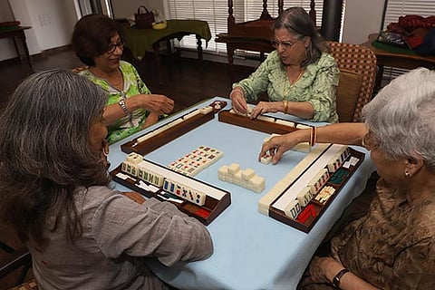 Playing Mahjong with friends at Madras Gymkhana Club in the city (Photo: Justin George)