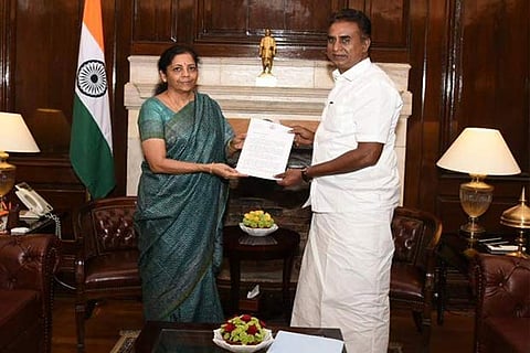 SP Velumani, Municipal Administration and Rural Development Minister, meeting Union Finance Minister Nirmala