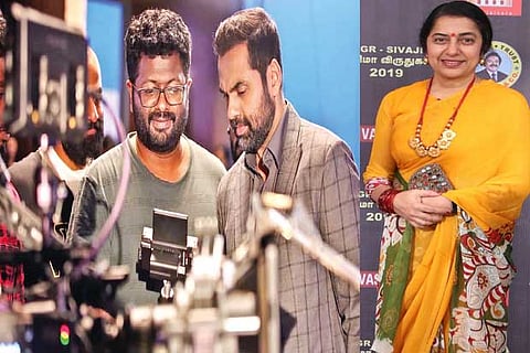 Director Mithran (left) with Abhay Deol; Suhasini