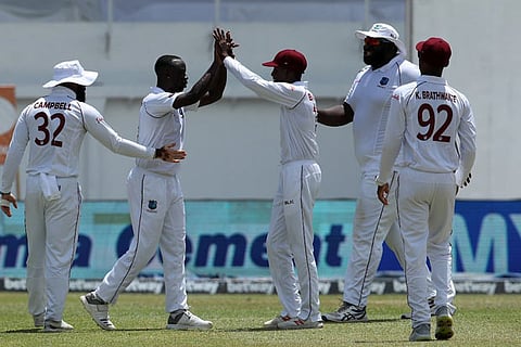 INDvWI: Roach's two-wicket burst reduces India to 57/4, still lead by 356 runs