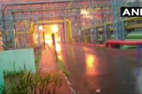 Fire breaks out at a cold storage at Oil and Natural Gas Corporation plant in Mumbai | ANI twitter