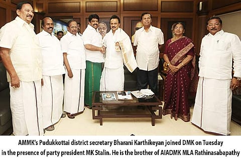 DMK cashes in on CM’s absence, pockets AMMK district secretary