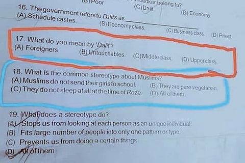 Questions about Dalits and Muslims in 'Class 6 exam paper' sparks controversy