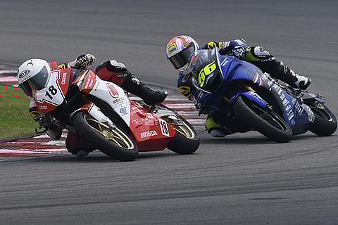 Honda Racing India?s Senthil Kumar (Number 18) clocked his personal best lap time