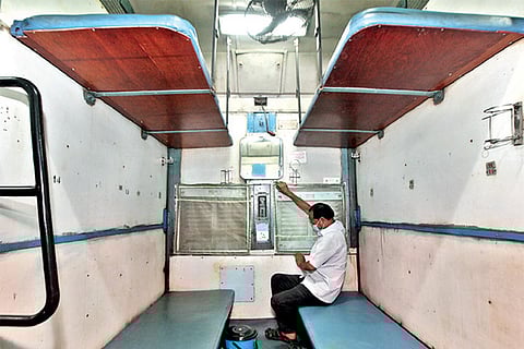Middle berth removed in a train