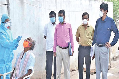 Radhakrishnan during the inspection in Tiruchy