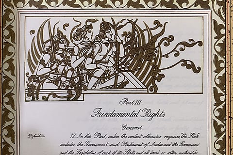 Here's Lord Ram's photo from original copy of Constitution