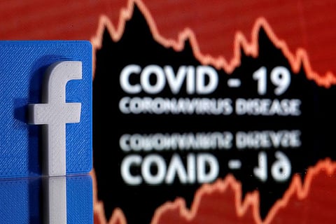 How does Facebook counter COVID-19 fake news on its platform?