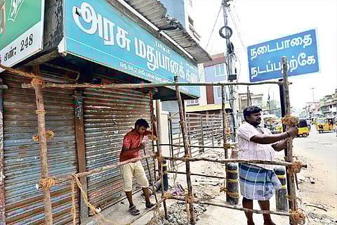 Arrangments being made for crowd regulation and social distancing day before reopoening of Tasmac