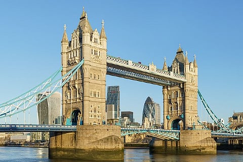 London's famous Tower Bridge gets stuck in an open position