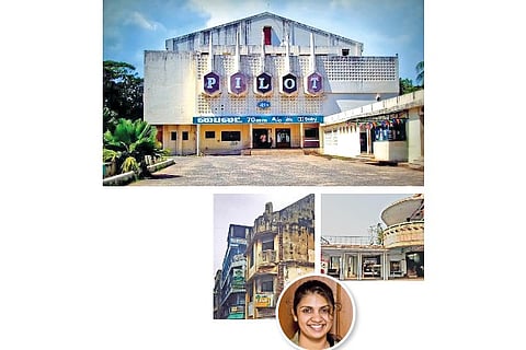 Pilot theatre. portion of Dasaprakash hotel, a building in Mannady (Inset) Prathyaksha