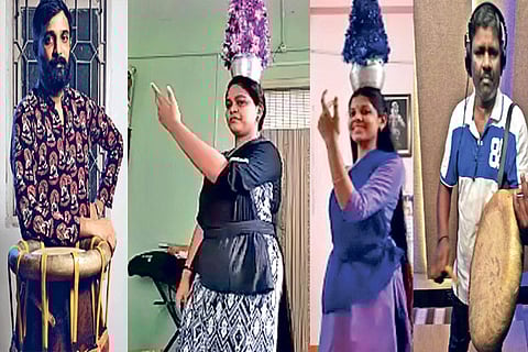 Vishwa Bharath; Members of the online karagam class; Nellai Manikandan